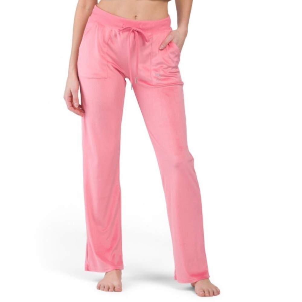 JUICY COUTURE Women's Velvet Fleece Lounge Pajama Pant with Rhinestones Large